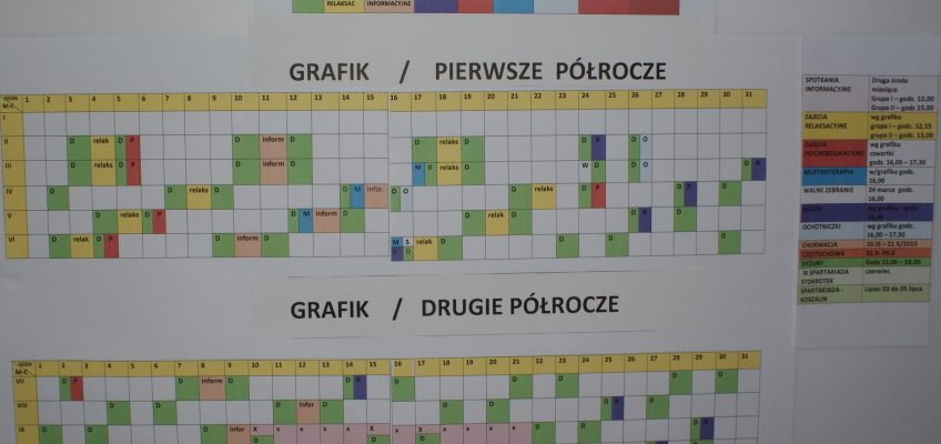 PLAN ZAJĘĆ REHABILITACYJNYCH I SPOTKAŃ w Ośrodku Wsparcia „Skrawek Nieba”