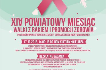 XIV Powiatowy Miesiąc Walki z Rakiem i Promocji Zdrowia pod honorowym patronatem Starosty Stargardzkiego Iwony Wiśniewskiej